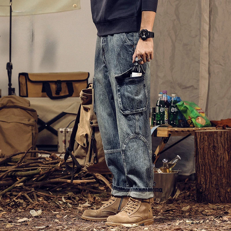 Large Pockets Jeans Straight Leg Cargo 2